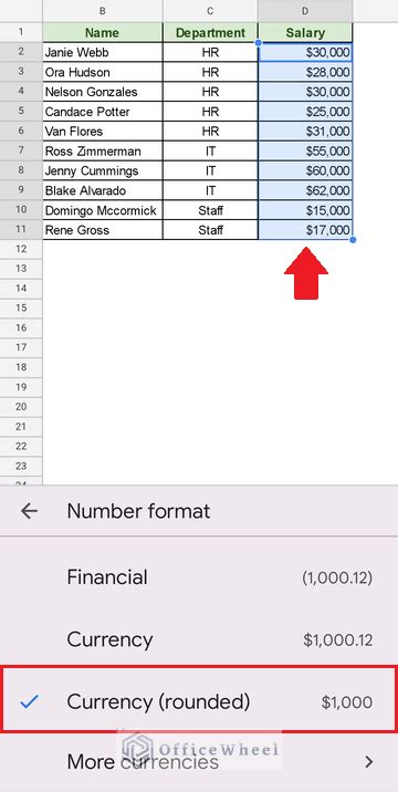 how to make a column in google sheets currency