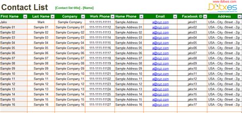 how to make a contact list from excel spreadsheet