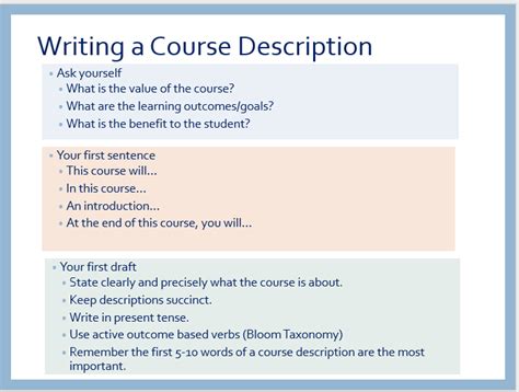How To Make A Course Description