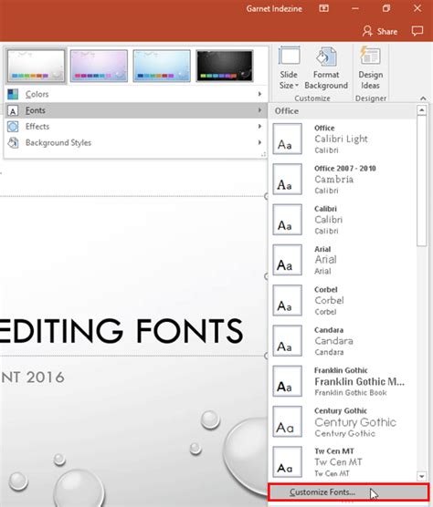 how to make a custom theme font in powerpoint