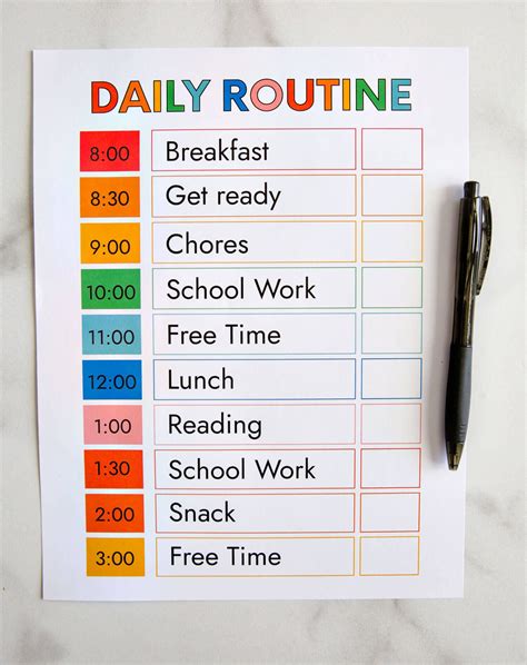 how to make a daily routine chart