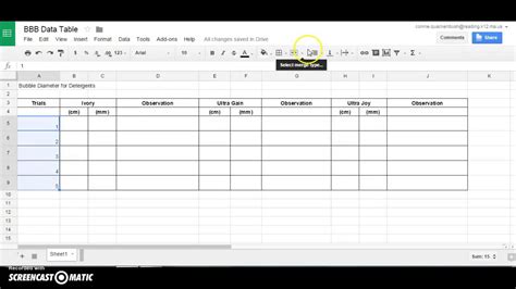 how to make a data table on google sheets