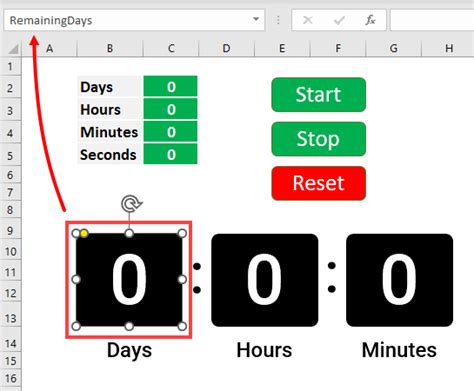 how to make a day countdown timer in excel