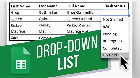 how to make a drop down list based on another cell google sheets
