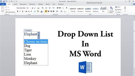 How To Make A Drop Down List In A Table In Word
