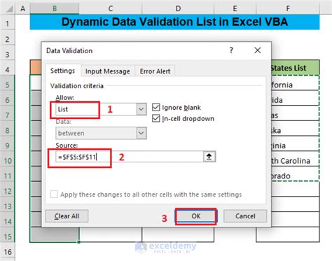 how to make a dynamic data validation list in excel