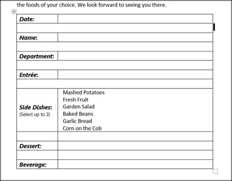how to make a fillable table in word