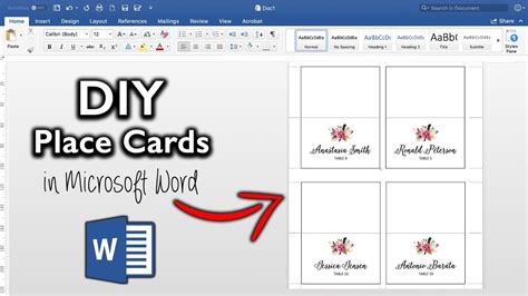 how to make a folded name card in word