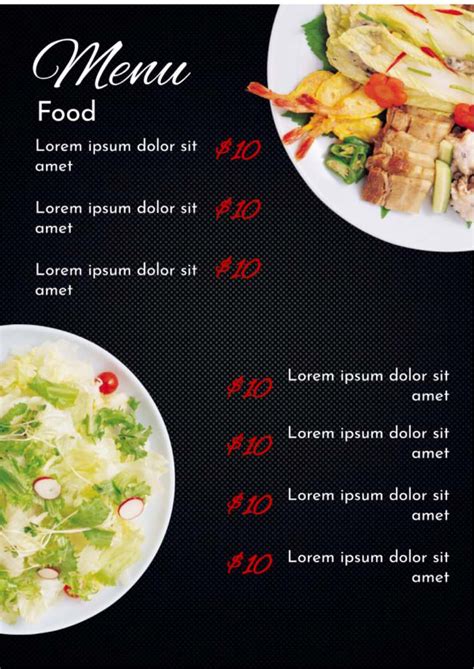 how to make a food menu on google docs
