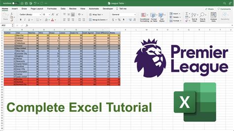 How To Make A Football Table In Excel
