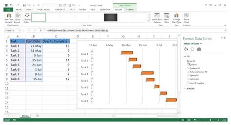 how to make a gantt chart in excel from a table