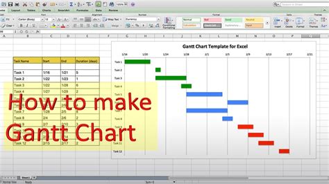 how to make a gantt chart in excel youtube