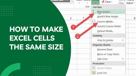 how to make a group of cells in excel the same size