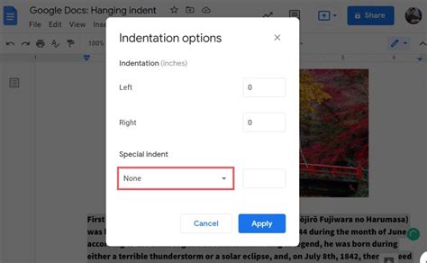 how to make a hanging indent in google docs mobile