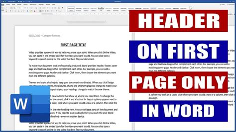 how to make a header in word for only one page