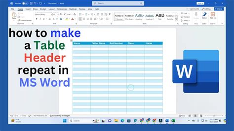 how to make a header repeat in word table