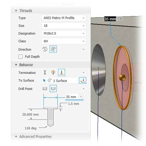 how to make a hole in inventor