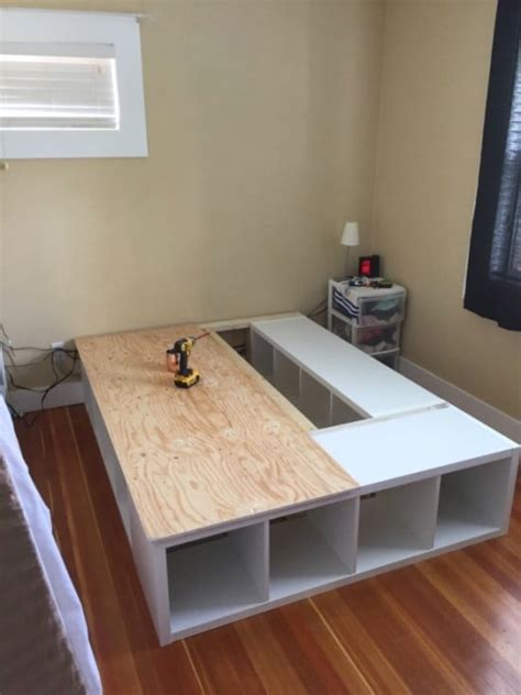 how to make a kallax bed with storage
