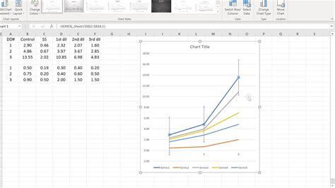 how to make a line graph in excel with error bars