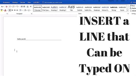 how to make a line on text in word