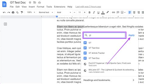how to make a link a hyperlink on google docs