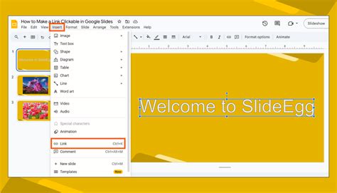how to make a link clickable google slides