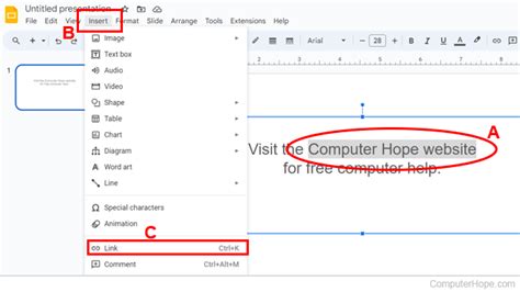 how to make a link invisible on google slides