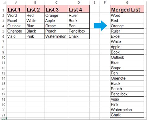 how to make a list from multiple columns in excel