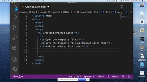 how to make a list in visual studio code