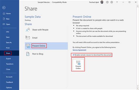 how to make a live document in word