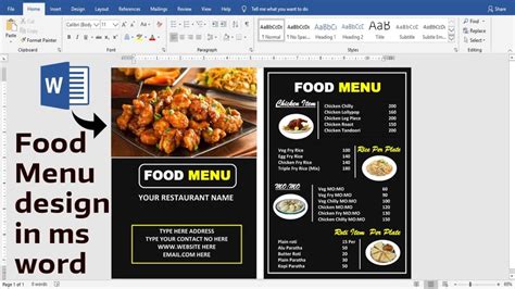how to make a menu on microsoft word