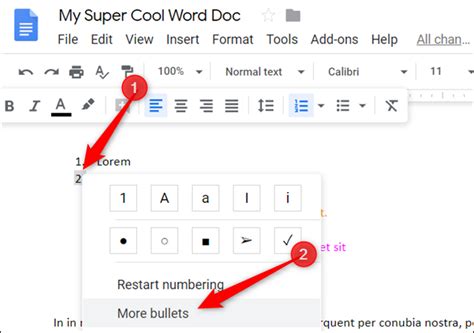 how to make a multilevel list in google docs