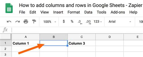 how to make a new column in google sheets