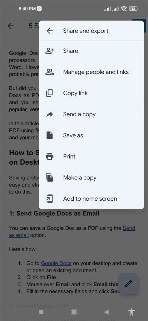 how to make a pdf on google docs mobile