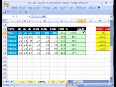 how to make a percentage score in excel