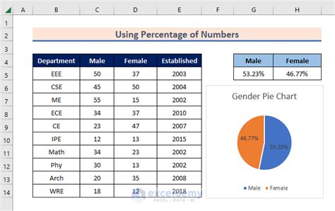 how to make a pie chart in excel for gender