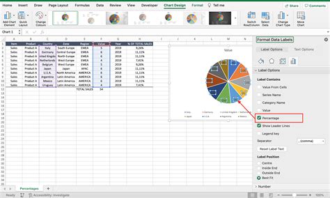 how to make a pie chart in excel with percentages