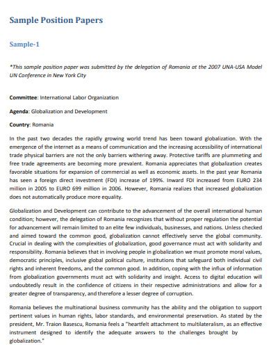 how to make a position paper example for students