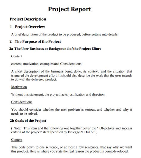 how to make a project report sample