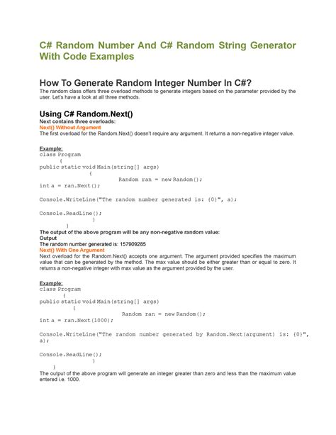 How To Make A Random String Generator In C#