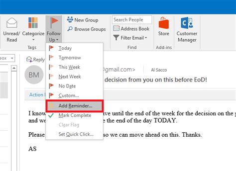 How To Make A Reminder Email In Outlook