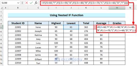how to make a result sheet in excel with formula