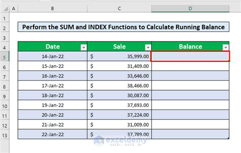 how to make a running balance formula in excel