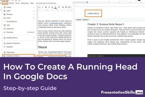 how to make a running head in google docs
