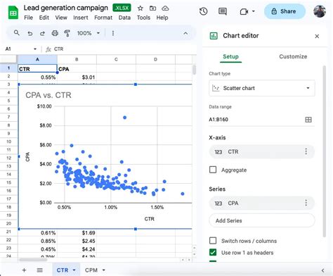 how to make a scatter plot in google sheets with 3 sets of data