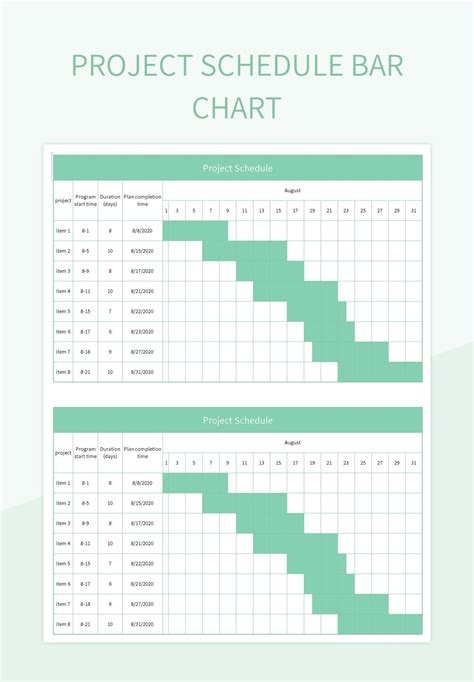 how to make a schedule bar chart in excel
