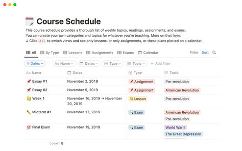 how to make a schedule on notion