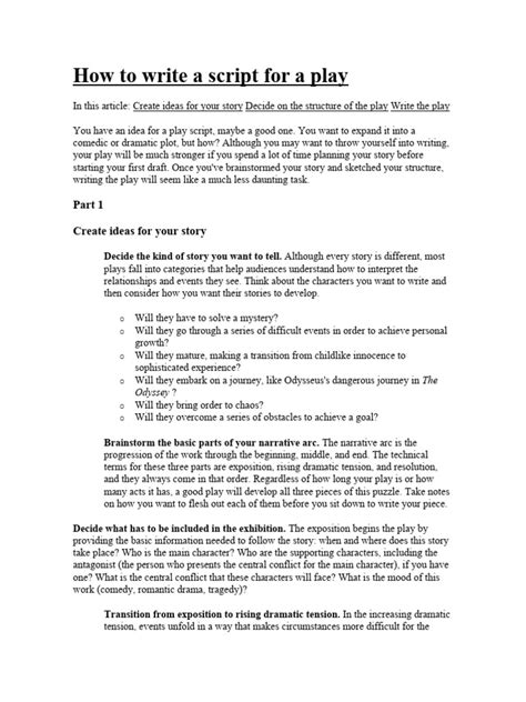 how to make a script for a play