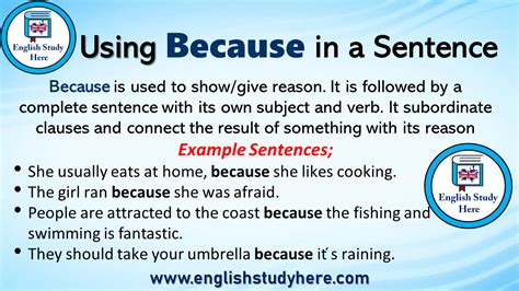 how to make a sentence with because