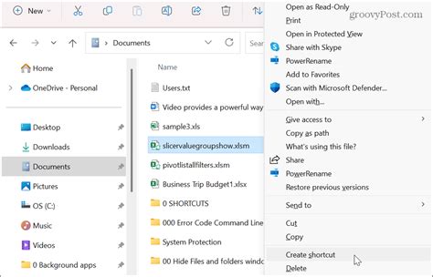 how to make a shortcut on docs